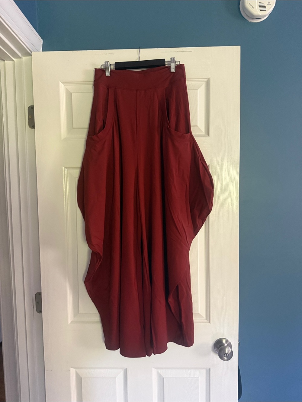HALARA Red Draped Maxi Pants with Pockets